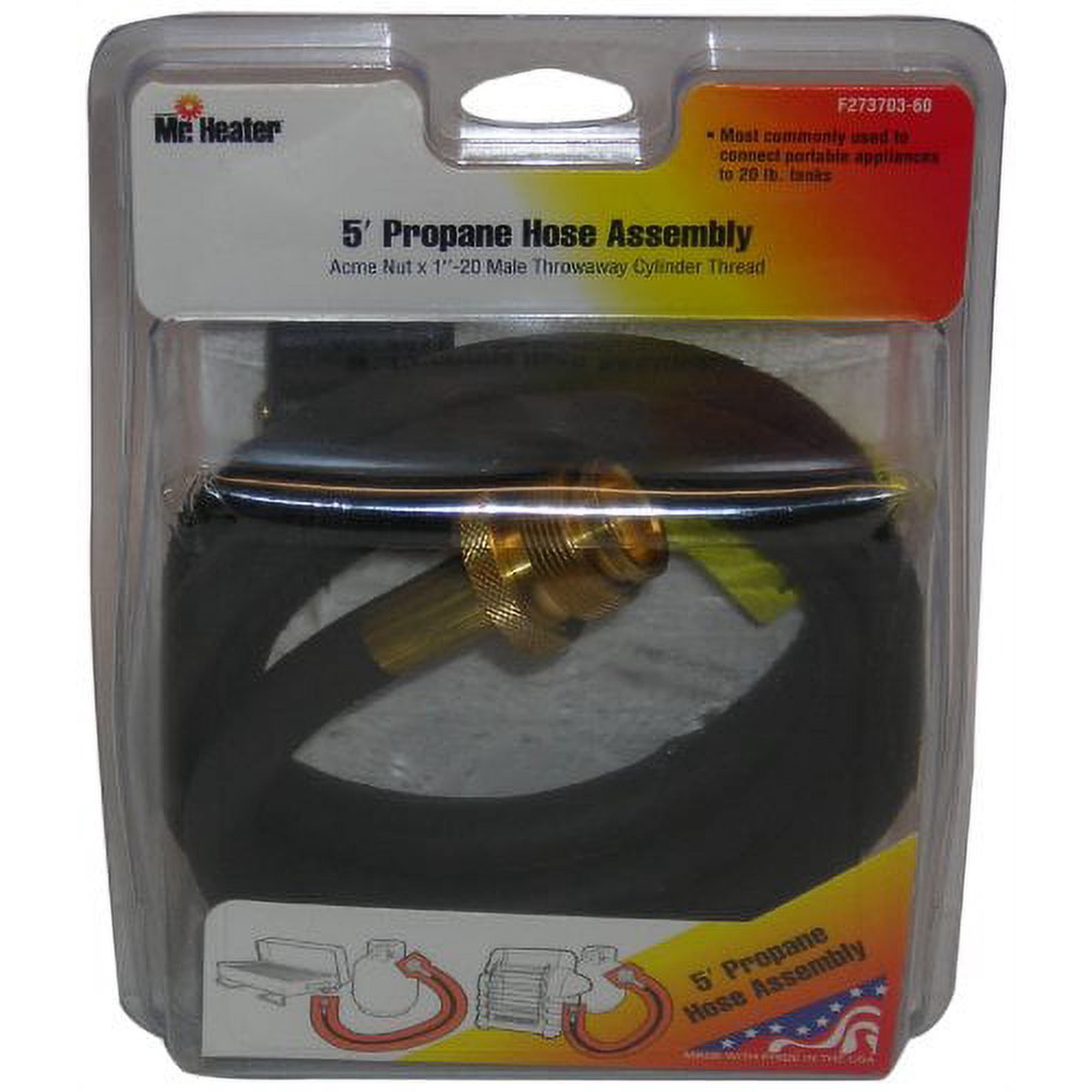 Mr. Heater 5-Foot Propane Hose Assembly, Acme Nut x 1 by 20 Male Throwaway  Cylinder Thread - Walmart.com