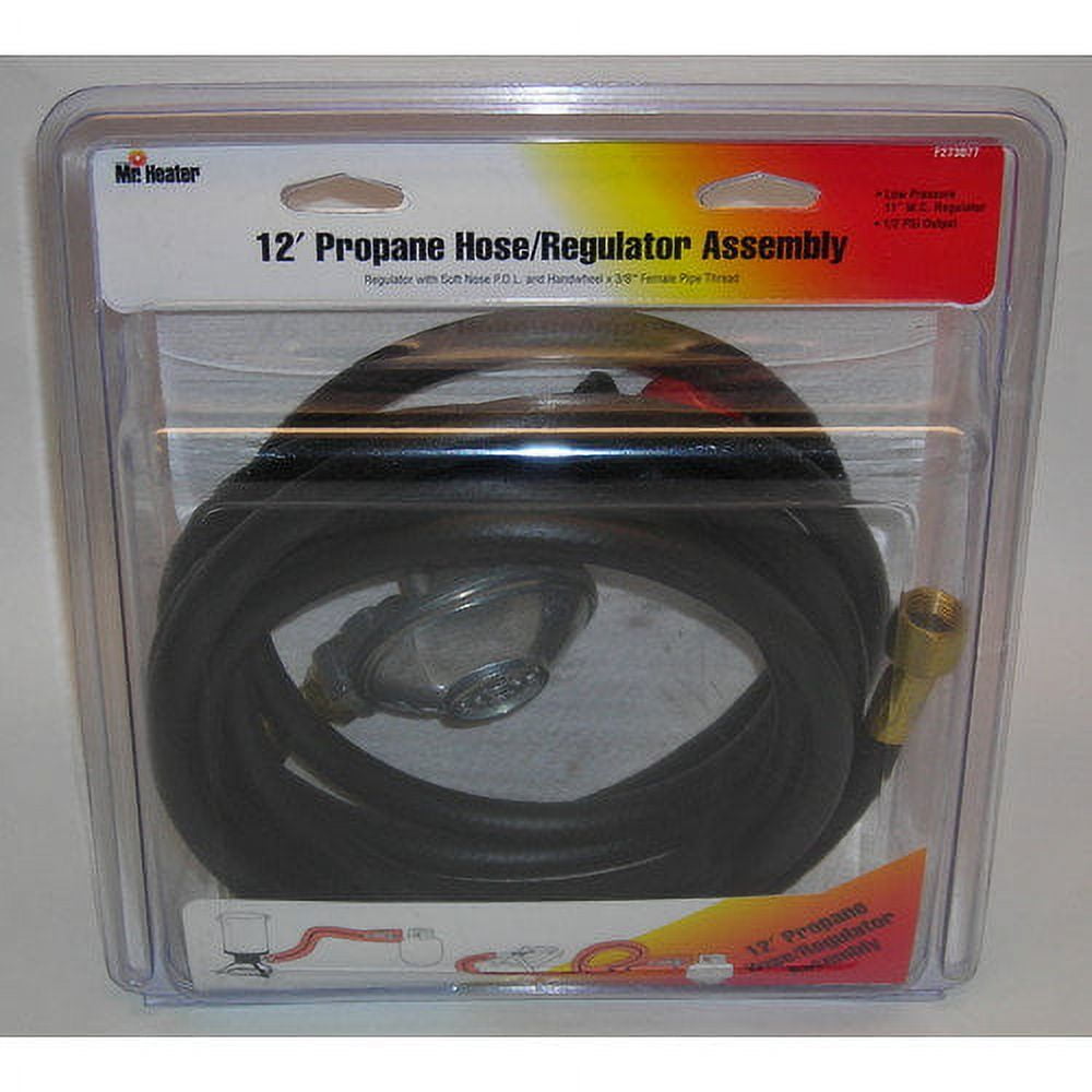 Mr. Heater F273077 12-Feet Hose/Regulator Assembly, P.O.L. and Hand Wheel x  3/8-Inch Female Pipe Thread,Multicolored,Regular - Walmart.com