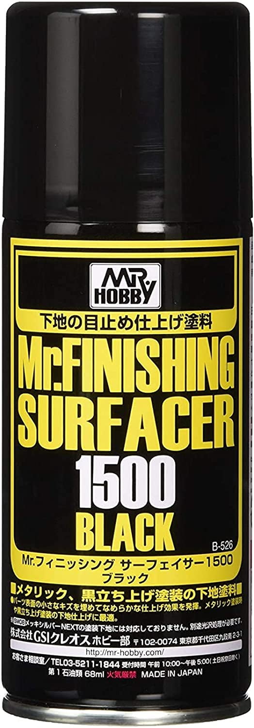 MR. FINISHING SURFACER 1500 BLACK 170mL by Gunze - Spray B526 - Mr Hobby MR. FINISHING SURFACER 1500 BLACK 170mL by Gunze - Spray B526 - Mr Hobby