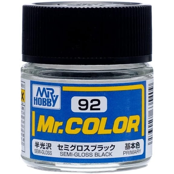 Mr. Hobby C92 Mr. Color Semi Gloss Black Acrylic Paint 10ml