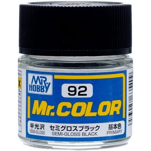 Mr. Hobby C92 Mr. Color Semi Gloss Black Acrylic Paint 10ml