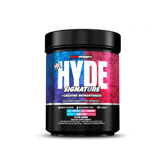 ProSupps Mr. HYDE Signature Dual Tub Pre-Workout Powder, Blue Razz & Strawburst, (15 servings per flavor) 30 servings total