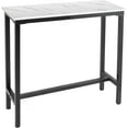 thumbnail image 1 of Mr IRONSTONE Bar Table, 39" Pub Table High Top Table Rectangular Bar Height Table Sofa Console Table Dining Coffee Table, for Narrow Space, Living Room, Sturdy Metal Frame, Marble White, 1 of 7