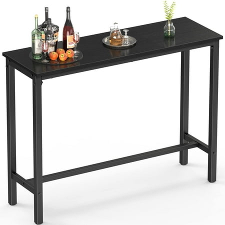 Mr IRONSTONE Bar Table, 47" Pub Table High Top Table Rectangular Bar Height Table Sofa Console Table Dining Coffee Table, for Narrow Space, Living Room, Sturdy Metal Frame, Black