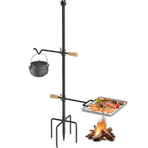 Mr IRONSTONE Campfire Grill Grate - Heavy Duty Steel, Swivel Handle, Adjustable Height and Rotation - Perfect for Outdoor Barbecue, Camping and Cooking