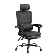 Mr IRONSTONE Ergonomic Office Chair with Footrest, High Back Mesh Computer Chair with Floating Lumbar Support and 2D Headrest, 135 Degree Reclining Desk Chair, Black