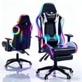 thumbnail image 1 of Mr IRONSTONE Gaming Chair with Bluetooth Speakers and RGB LED Lights, Ergonomic Massage Computer Chair with 3D Armrests and Footrest, Black/White, 1 of 9