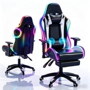 Mr IRONSTONE Gaming Chair with Bluetooth Speakers and RGB LED Lights, Ergonomic Massage Computer Chair with 3D Armrests