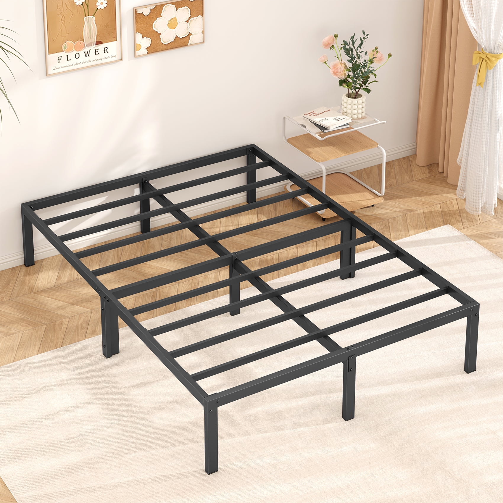  TATAGO 14 inch King Size Bed Frame, 3500lbs Load Heavy Duty  Metal Platform, Mattress Foundation with Wooden Slats, Anti-Slip, Noise  Free and No Box Spring Needed : Health & Household