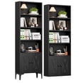 thumbnail image 1 of JOZ 5-Shelf Bookcase with Doors, Adjustable feet, Floor Standing Storage Cabinet for Home Office, Black, 1 of 10