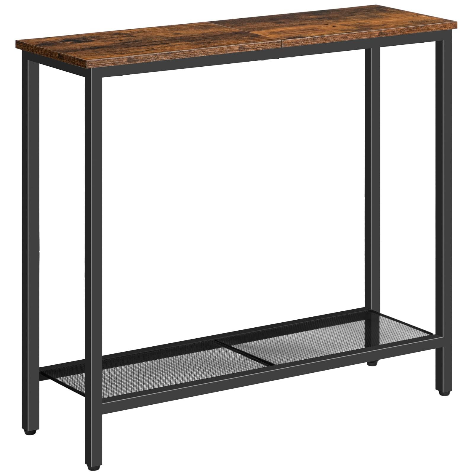 Mr IRONSTONE Industrial Narrow Console Table with Shelves, Black
