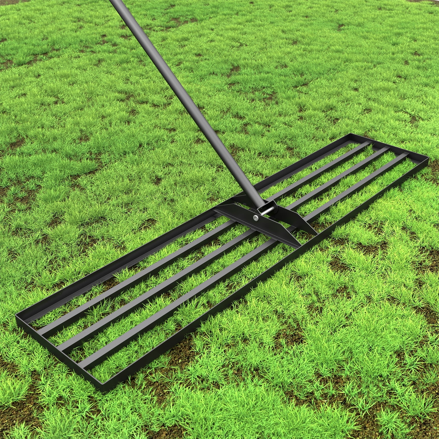 Mr IRONSTONE Lawn Leveling Rake 45 x 10in Stainless Steel Lawn Leveler Tool with 77 inch Handle Sand Gravel Leveler Rake for Yard Garden Ground and Golf Lawn