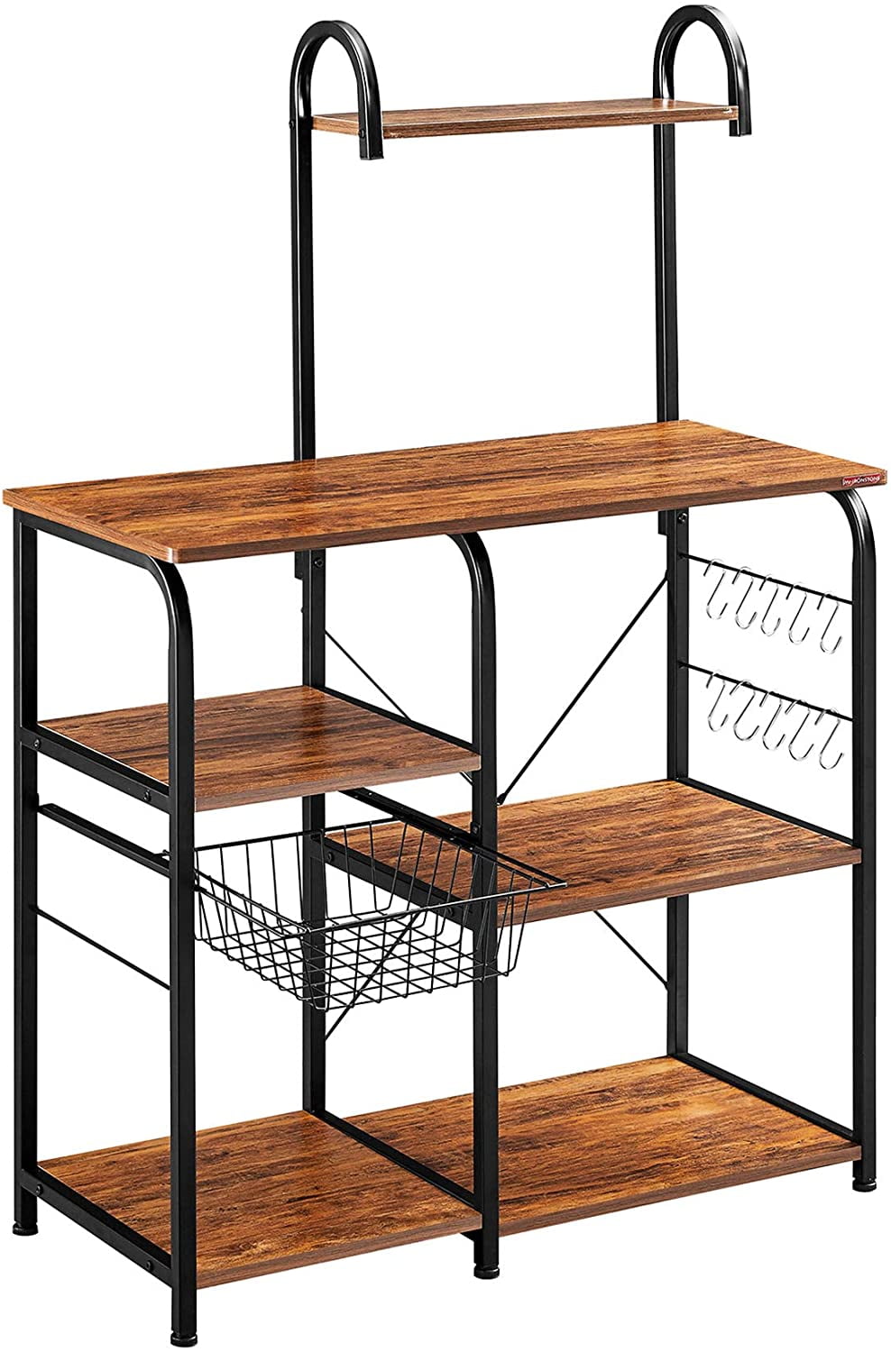 Mr IRONSTONE Vintage Kitchen Baker s Rack Utility Storage Shelf 35.5 Microwave Stand 3 Tier 4 Tier Shelf for Spice Rack Organizer Workstation with 10 Hooks Walmart