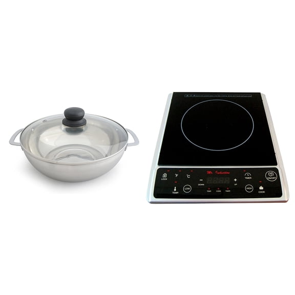 Mr. Induction SPT SR-964TS-42BA: Combination of 1300W Induction Cooktop + Stainless Steel Pot, BLACK Y101