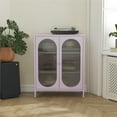 thumbnail image 1 of Mr. Kate Luna Short 2-Door Metal Accent Cabinet with Fluted Glass, Lilac, 1 of 14