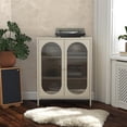 thumbnail image 1 of Mr. Kate Luna Short 2-Door Metal Accent Cabinet with Fluted Glass, Parchment, 1 of 14