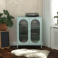 thumbnail image 1 of Mr. Kate Luna Short 2-Door Metal Accent Cabinet with Fluted Glass, Sky Blue, 1 of 14