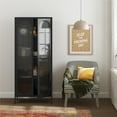 thumbnail image 1 of Mr. Kate Luna Tall 2-Door Accent Cabinet with Fluted Glass, Black, 1 of 13
