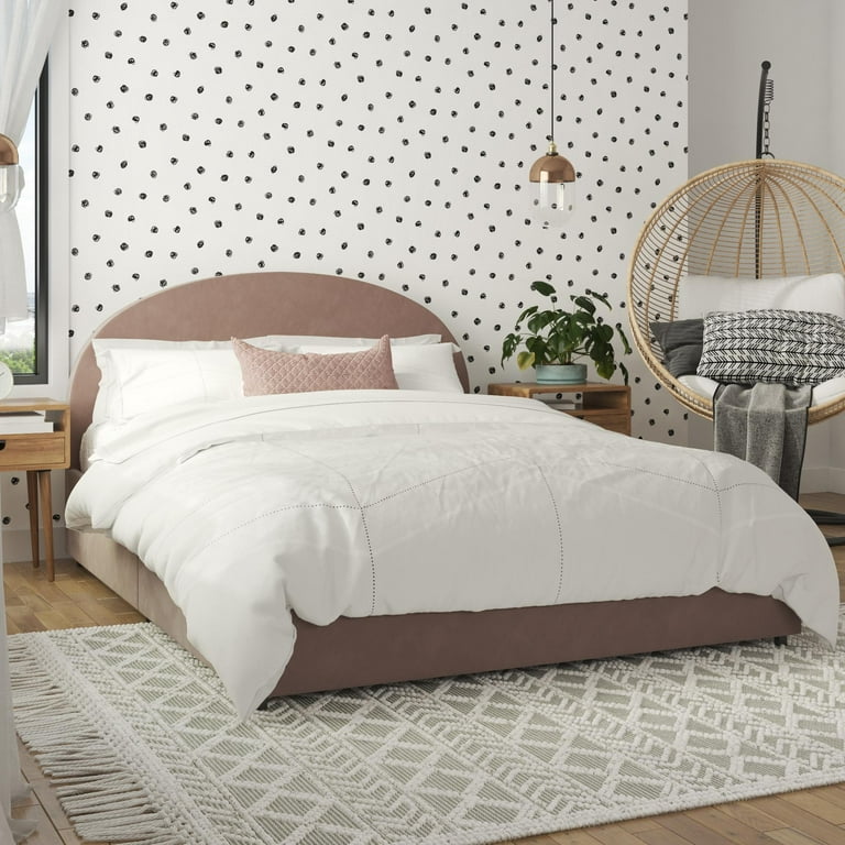 Mr. Kate Moon Upholstered Bed with Storage Queen Size Frame Blush Velvet