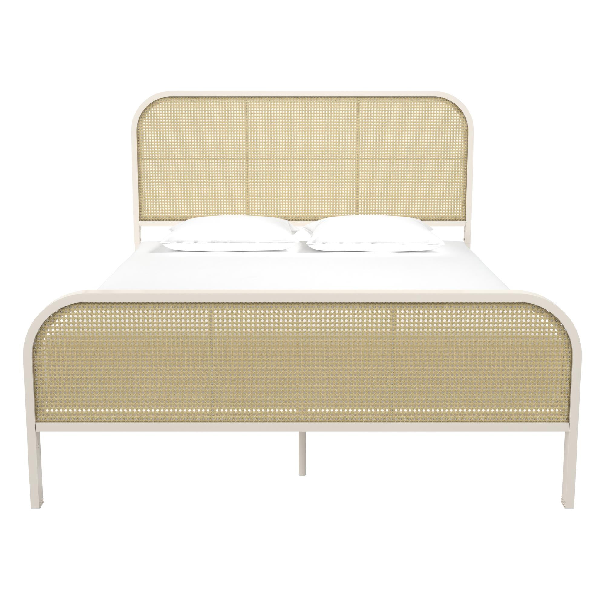 Mr. Kate Roxanne Metal Platform Bed Frame with Cane Headboard, Queen