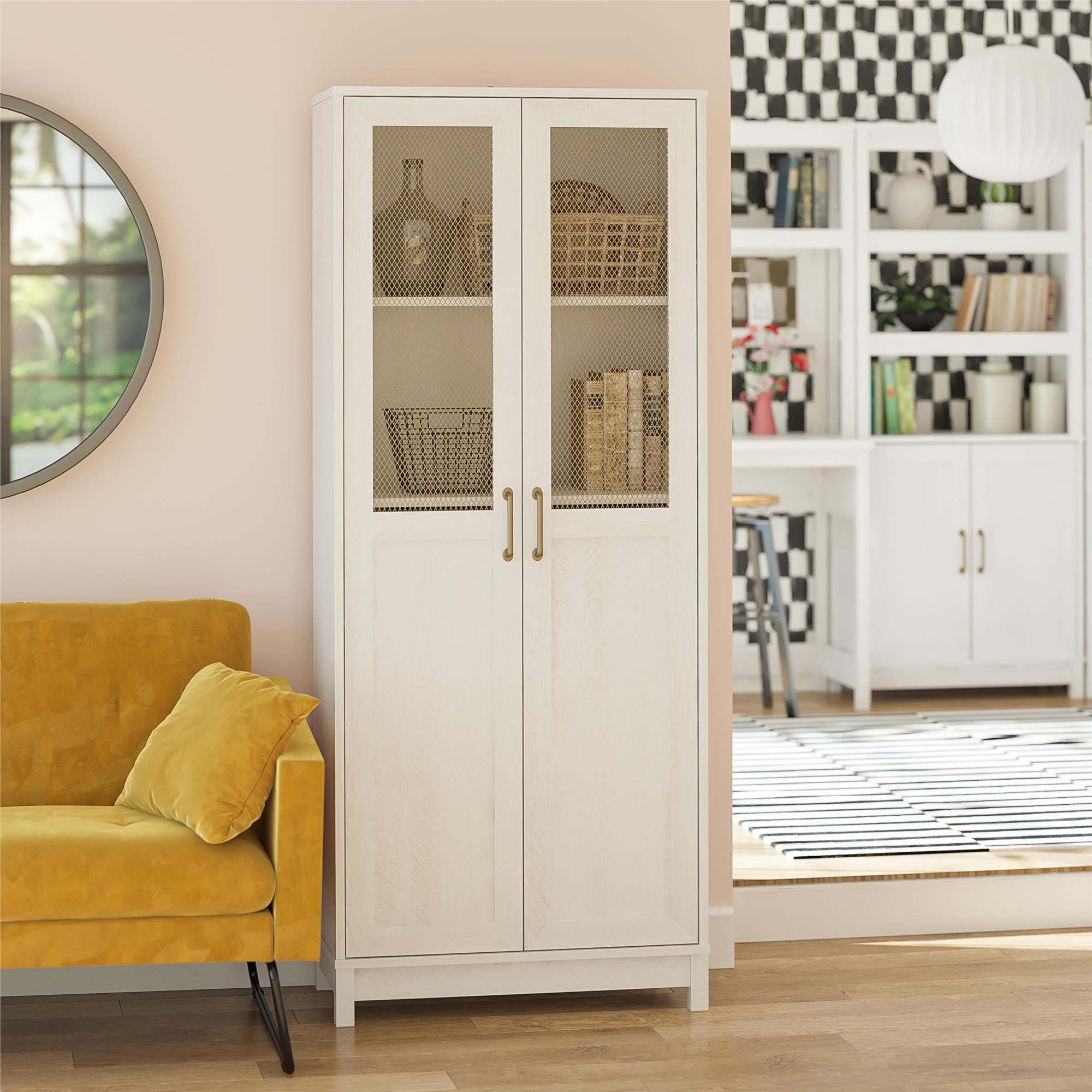Mr. Kate Tess 2-Door Wide Storage Cabinet with Modular Storage Options, Ivory Oak
