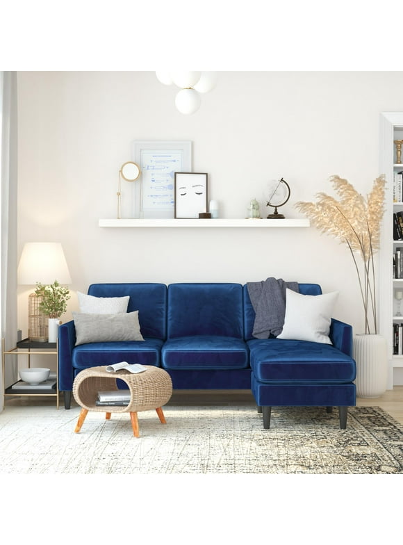 Mr. Kate Winston Reversible Sofa Sectional, Blue Velvet