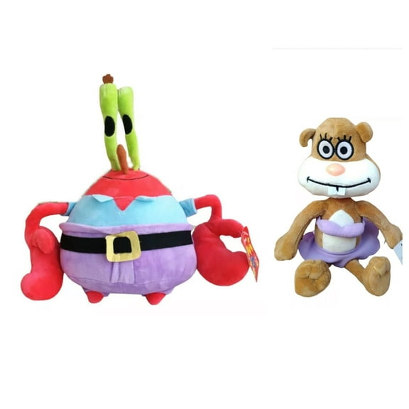 Mr Krabs Crab & Sandy Cheeks 12" High Quality Plush Stuffed Spongebob Squarepant New