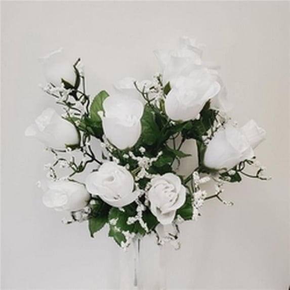 Mr. MJs 14 White Rose Bud Bush Artificial Flowers
