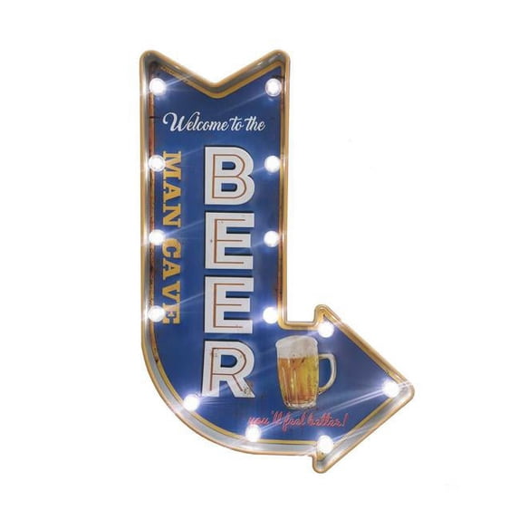 Mr. MJs BM-JD1800 LED Lighted Welcome to the Man Cave Beer Arrow Sign