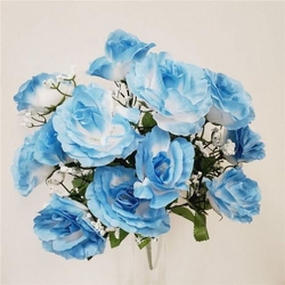 Mr. MJs 14 Light Blue Open Roses Artificial Flowers