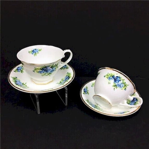 Mr. MJs HO-10D208B-2 Moonlight Roses Cup & Saucers - Set of 2