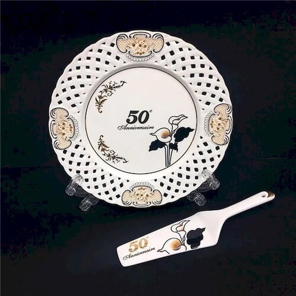 Mr. MJs HO-CK7003-50F 50E Anniversaire Cake Server & Cake Plate
