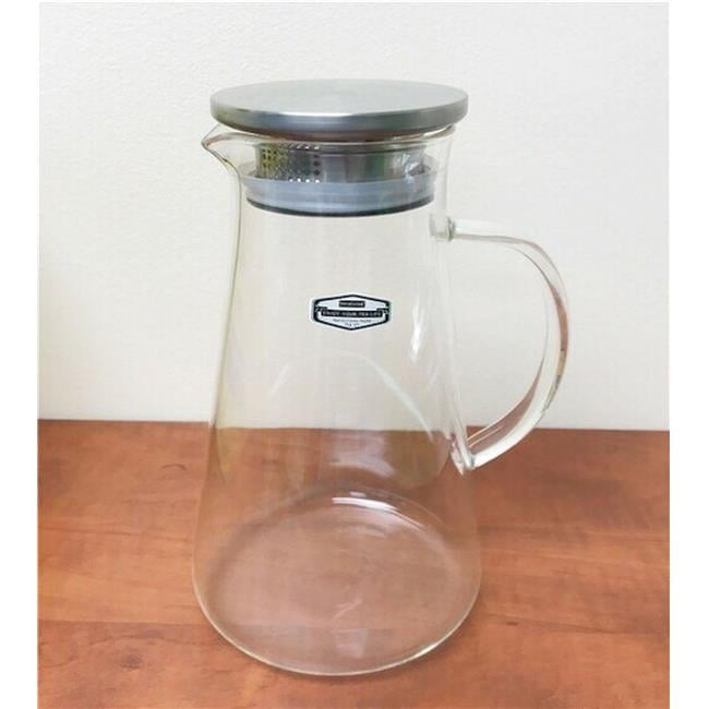 Clear Glass Pitcher with Stainless Steel Lid