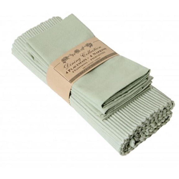 Mr. MJs Trading AG-05329 4 Placemats Plus 4 Napkins Set, Sea Foam & Mint Green