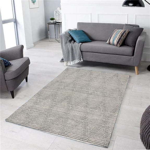 Mr. MJs Trading  8 x 10 ft. Chinook Gray & White Diamonds Handmade Wool Rectangle Area Rug - Gray & White - 8' x 10'