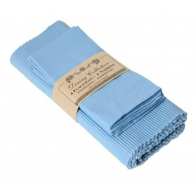 Mr. MJs Trading AG-05315 4 Placemats Plus 4 Napkins Set, Blue