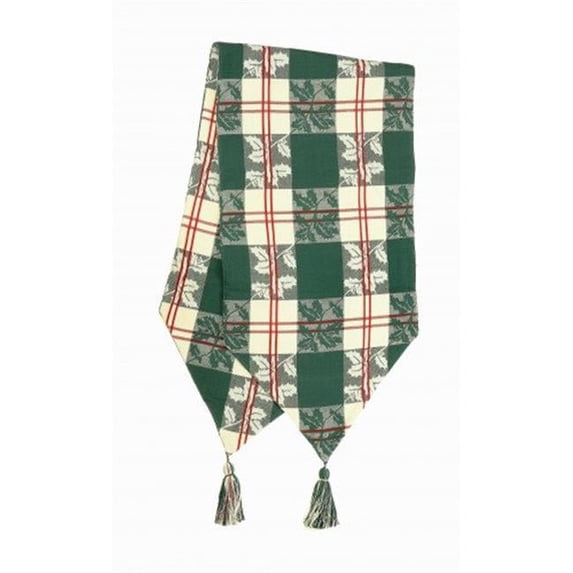 Mr. MJs Trading AG-11238-13x72 13 x 72 in. Ribbed Table Runner with Tassels, Holly