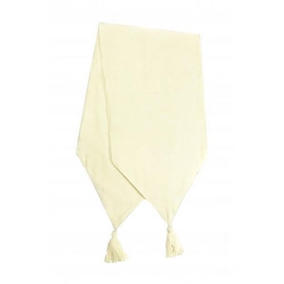Mr. MJs Trading AG-11306-13x54 13 x 54 in. Ribbed Table Runner with Tassels, Natural & Ecru