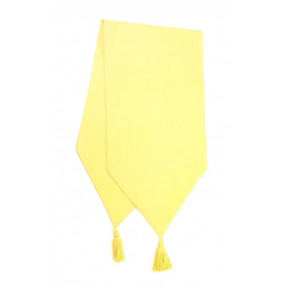 Mr. MJs Trading AG-11309-13x54 13 x 54 in. Ribbed Table Runner with Tassels, Butter Yellow