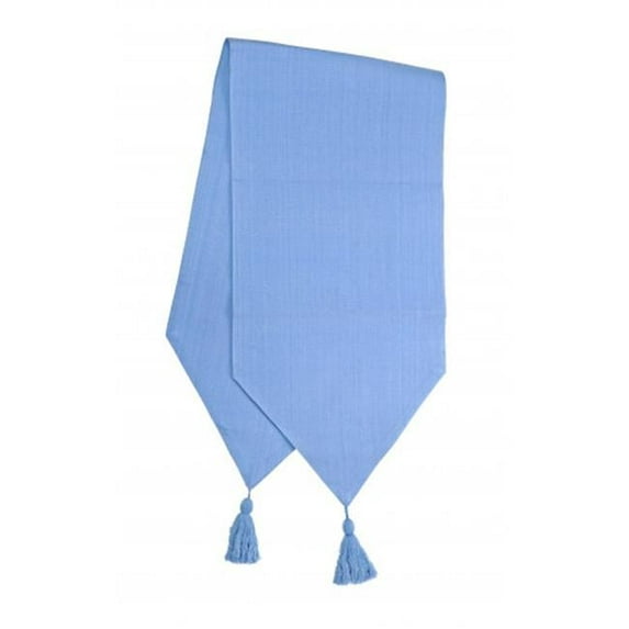 Mr. MJs Trading AG-11315-13x72 13 x 72 in. Ribbed Table Runner with Tassels, Blue - Light