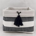 thumbnail image 1 of Mr. MJs Trading AI-2120-215 Black, White Stripes with Cream Liner & Black Tassel Fabric Basket, 1 of 1