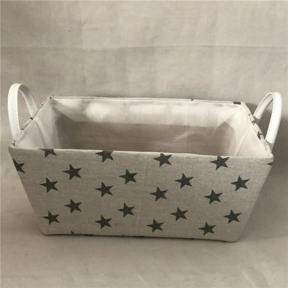 Mr. MJs Trading AI-2240-210 White with Gray Stars Liner & Faux Leather Handles Basket