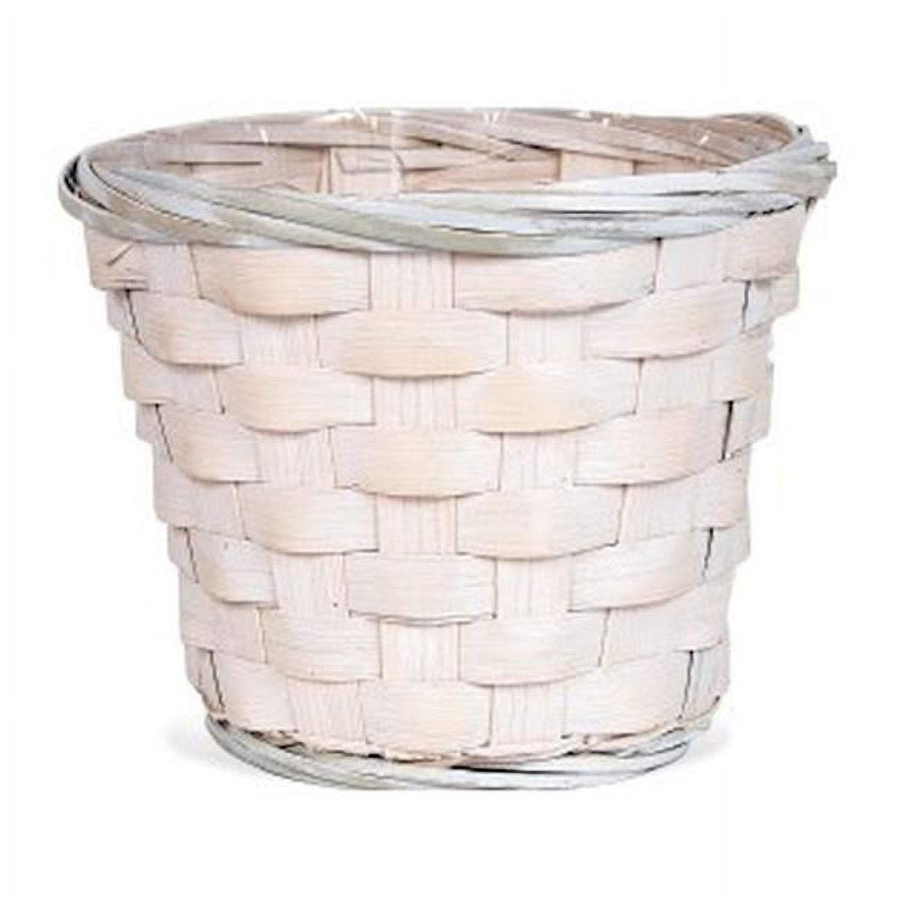 White Washed Bamboo Woven Planter Basket