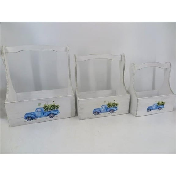 Mr. MJs Trading AI-4150-429 Tool Box Shape with Blue Truck Pattern Crates, Set of 3