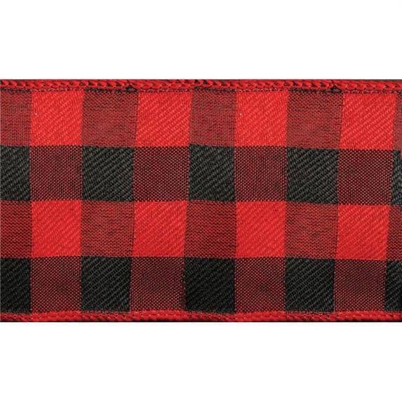 Mr. MJs Trading AI-7914013 Red & Black Check Wired Ribbon