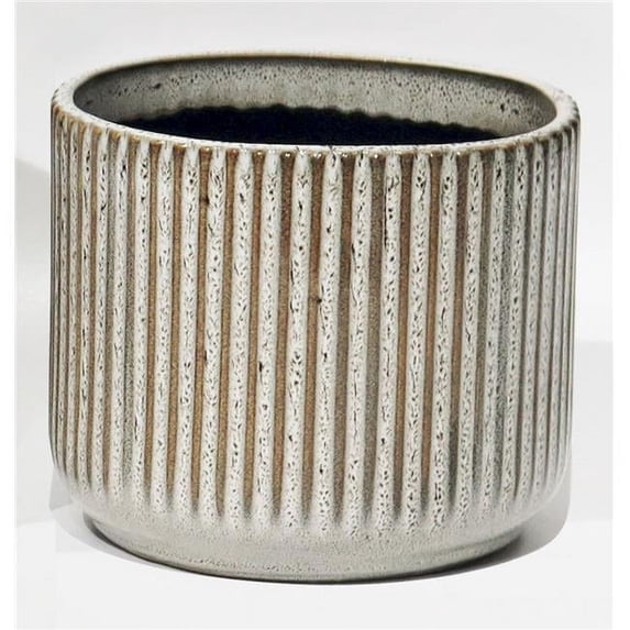 Mr. MJs Trading AI-CE00-157 Taupe & Beige Striped Ceramic Planter