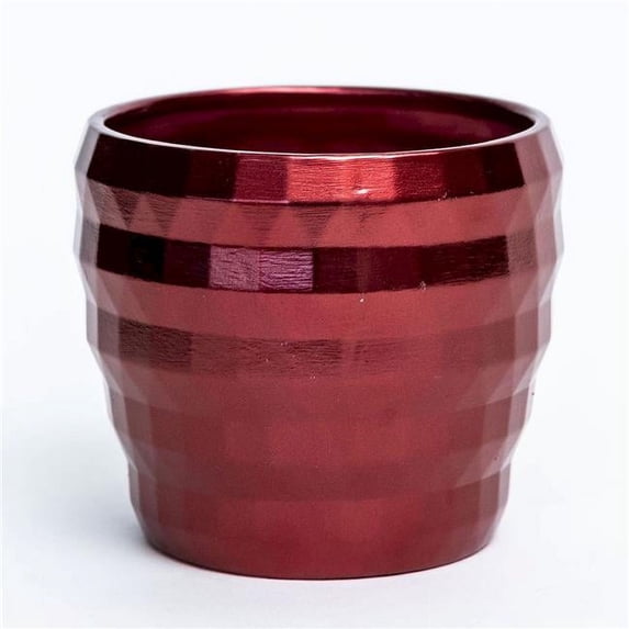 Mr. MJs Trading AI-CE00-889 Mettalic Red Faceted Planter