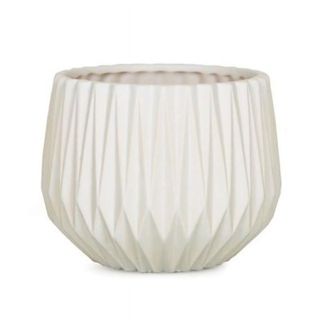 Mr. MJs Trading AI-CE00AMWH Matte White Adelaide Patterned Planter