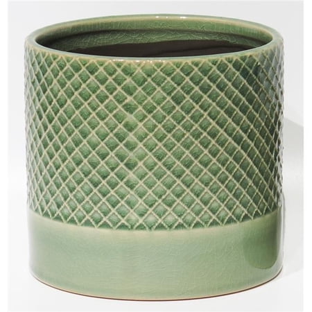 Mr. MJs Trading AI-CE10-139 Green Criss Cross Pattern with Solid Base Planter