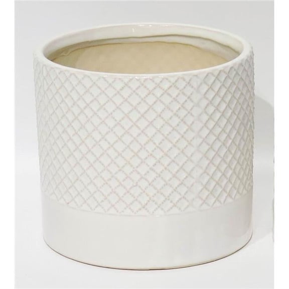 Mr. MJs Trading AI-CE10-172 White with Criss Cross Pattern Planter
